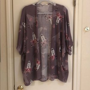 Boutique floral bull skull cardigan NWOT
